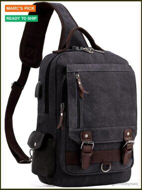 Vintage Canvas Messenger Bag Crossbody Sling with Laptop Pocket Travel
